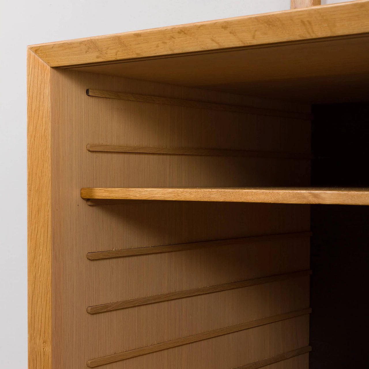 One-bay oak bookcase with sliding door cabinet by Poul Cadovius, 1960s 17