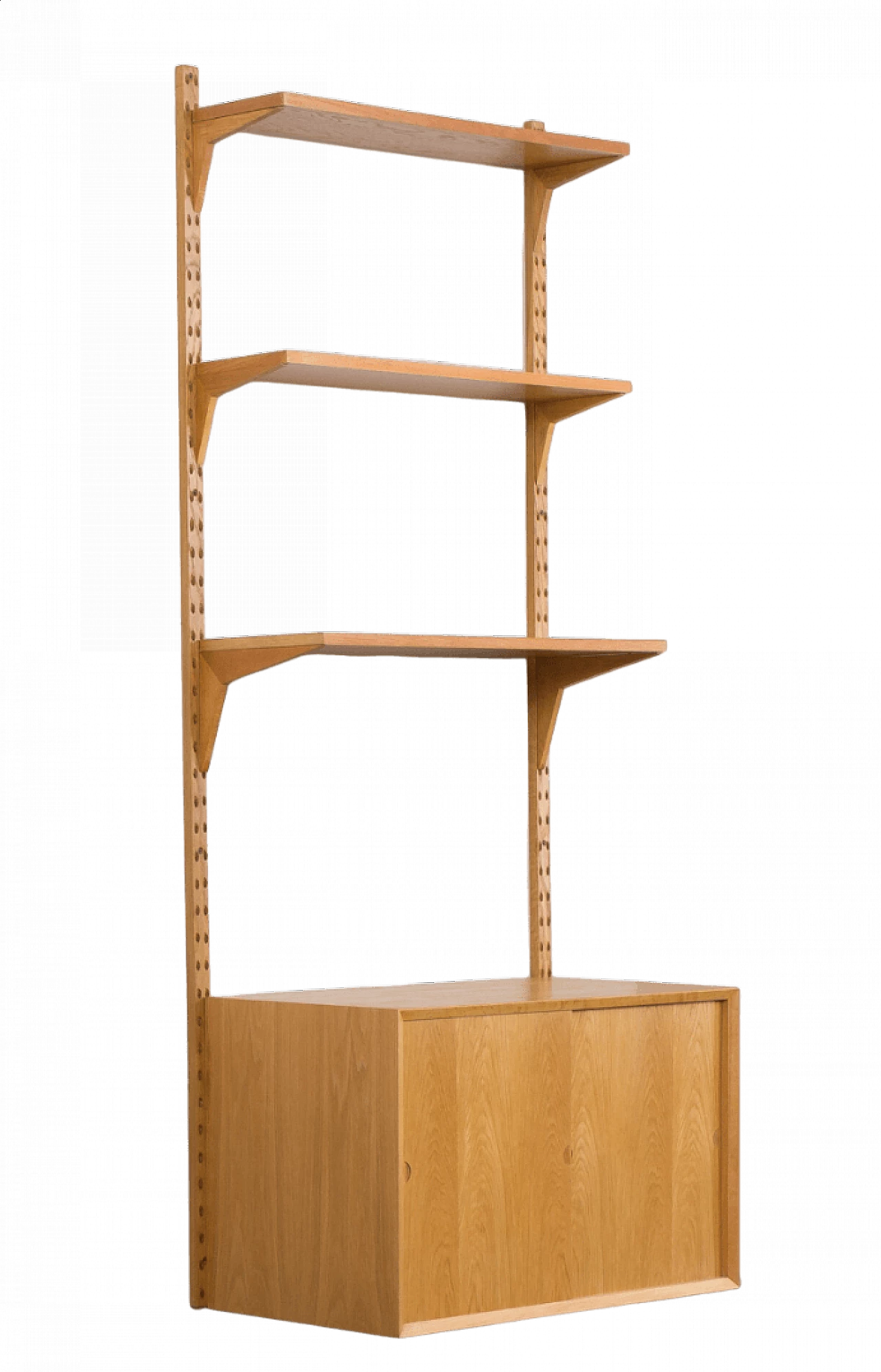 One-bay oak bookcase with sliding door cabinet by Poul Cadovius, 1960s 20