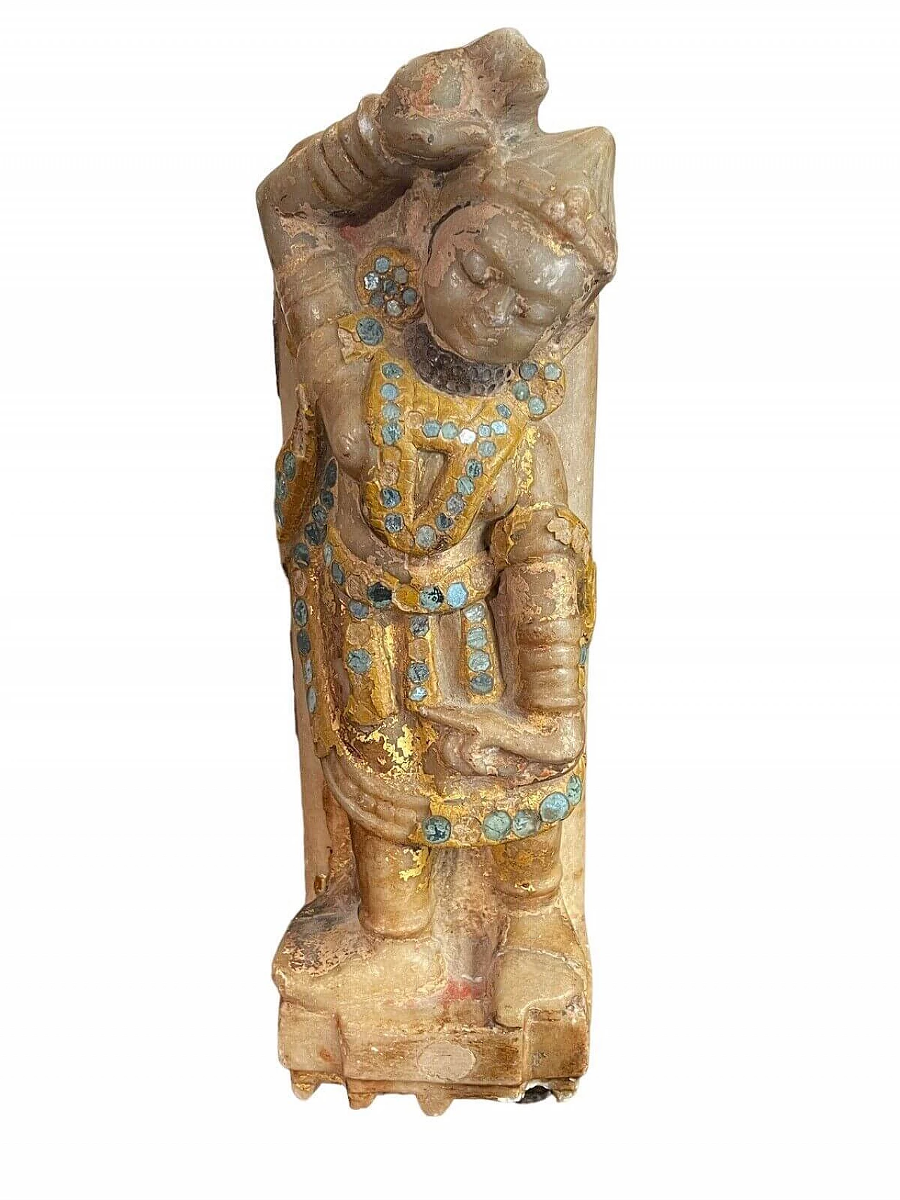 Statua indiana in alabastro e vetro di Apsara danzante, '700 1