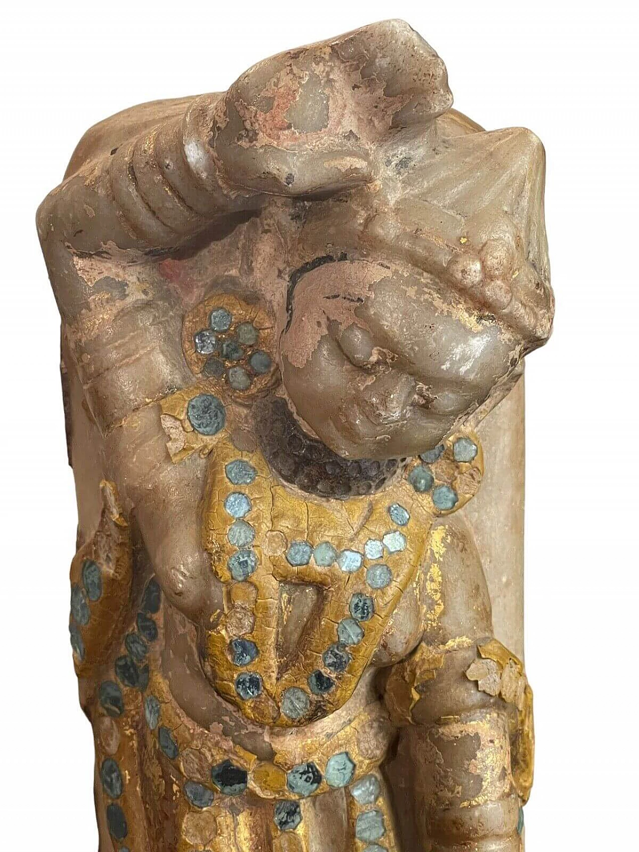 Statua indiana in alabastro e vetro di Apsara danzante, '700 2