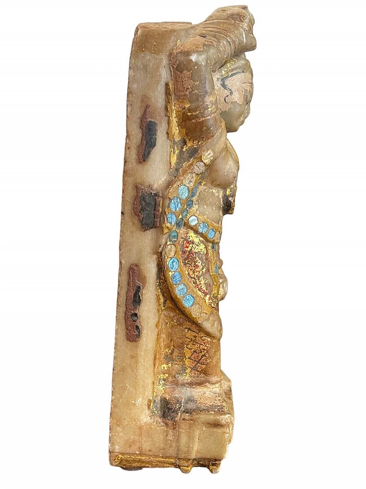 Statua indiana in alabastro e vetro di Apsara danzante, '700 4