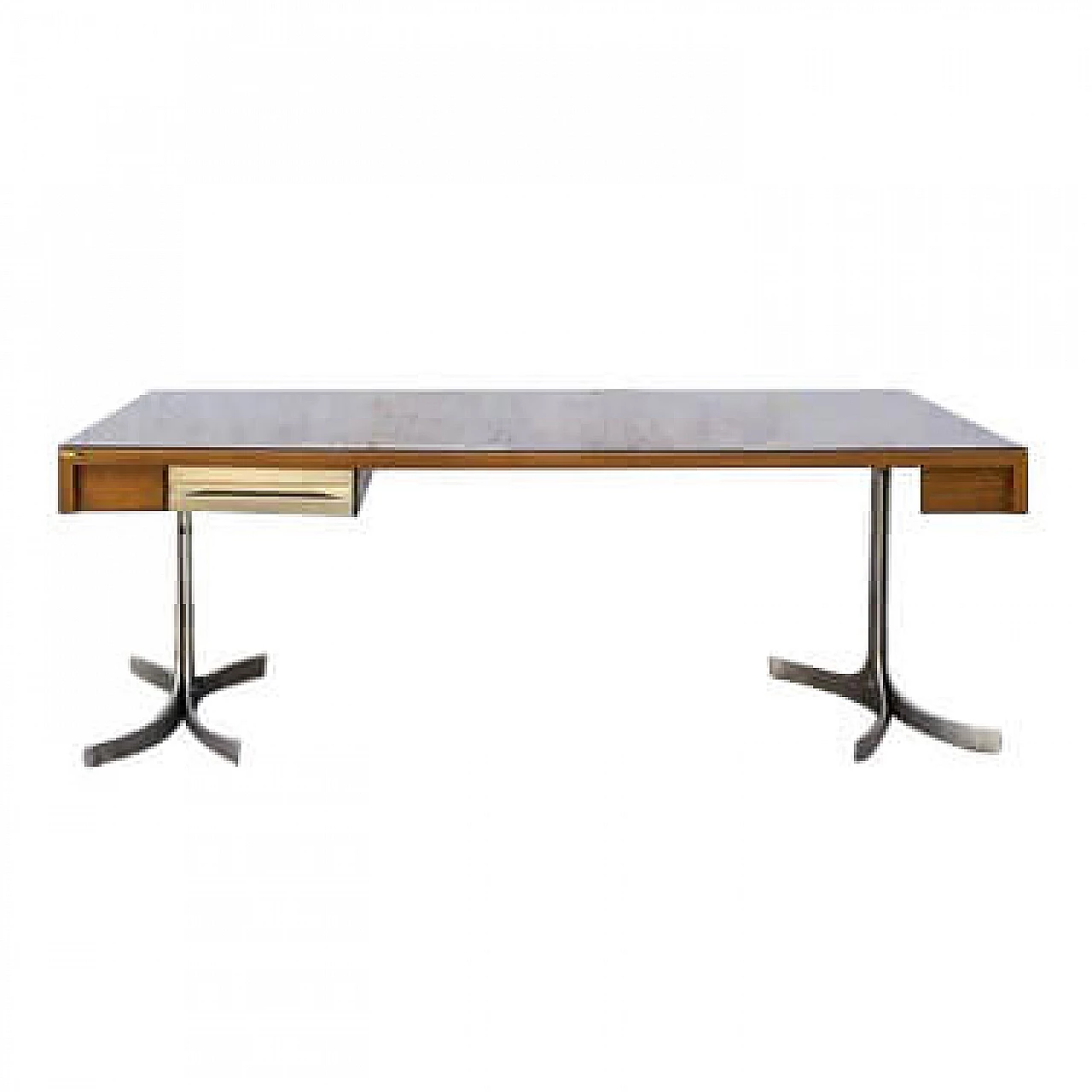 Desk in aluminum, wood and glass from Trau, 1960s 9