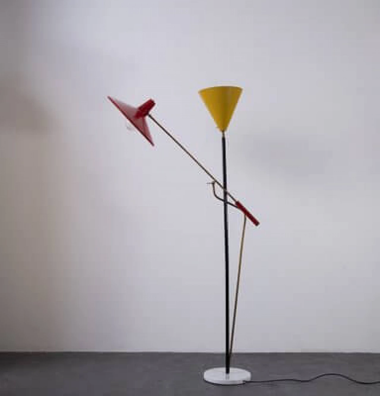 Floor lamp made of aluminium, brass and marble, 1950s 1