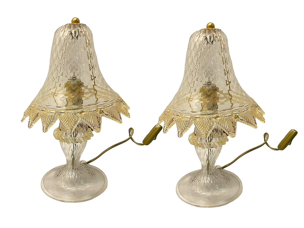 Pair of Arte Murano glass table lamps, 1980s 1