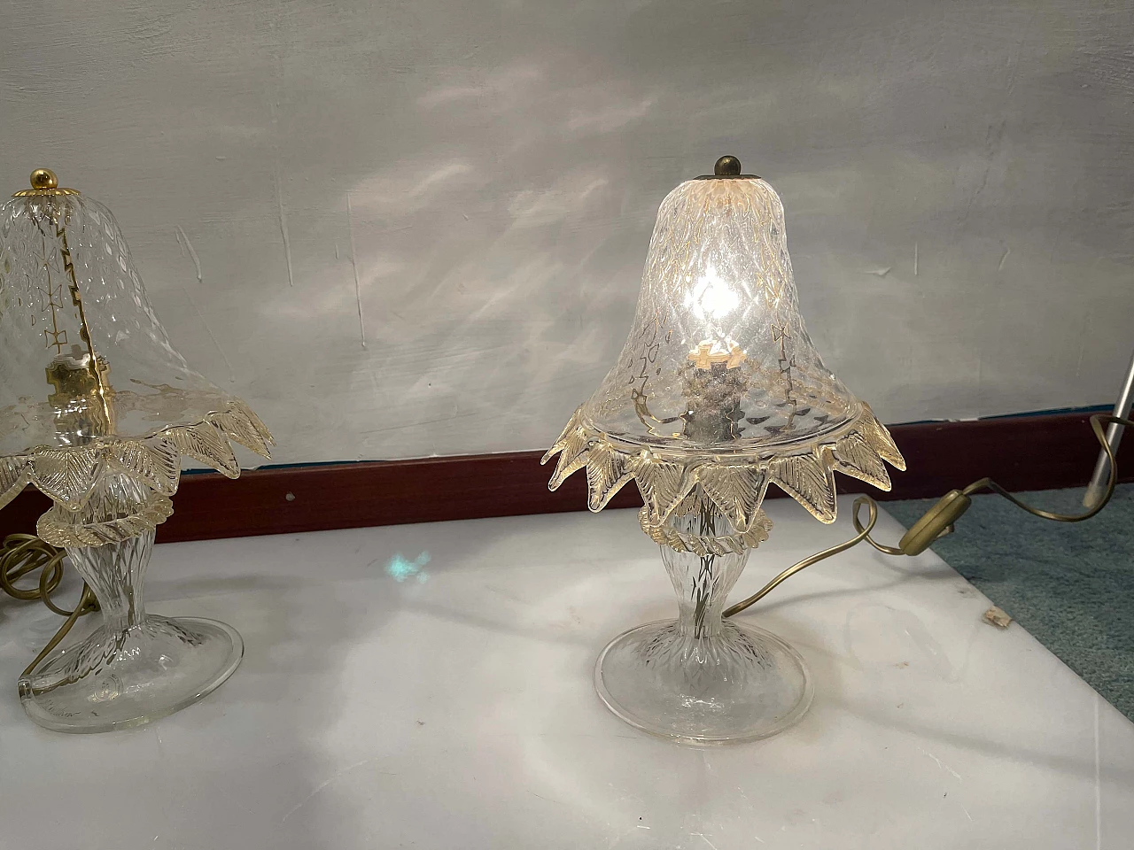 Pair of Arte Murano glass table lamps, 1980s 3