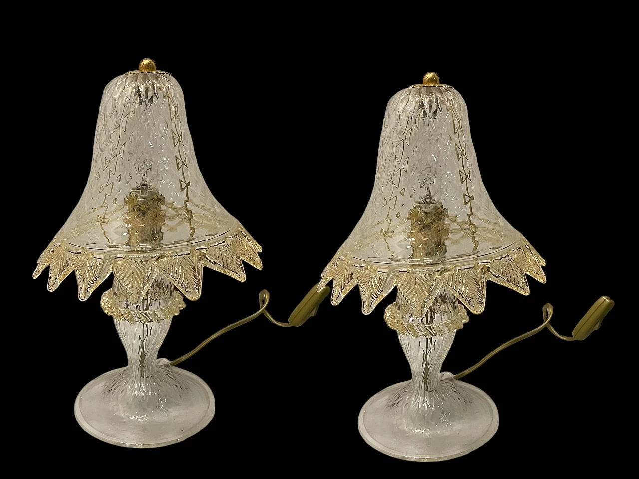 Pair of Arte Murano glass table lamps, 1980s 4