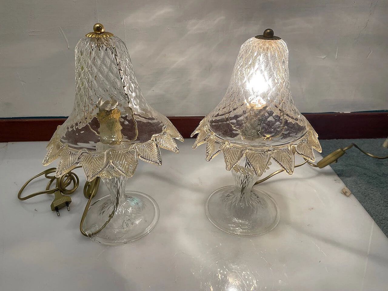 Pair of Arte Murano glass table lamps, 1980s 6