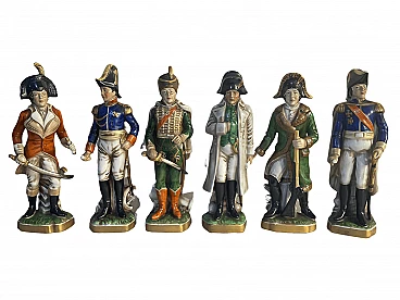 6 Sculture di soldati napoleonici in ceramica di Capodimonte