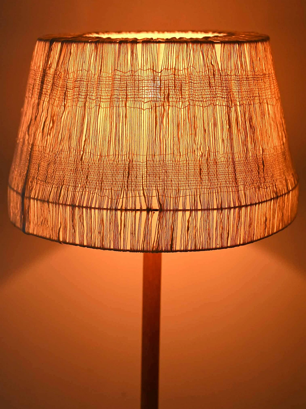 Oak floor lamp with white fabric shade, 1960s 10