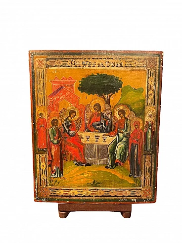 Angeli intorno alla tavola, icona russa, '800
