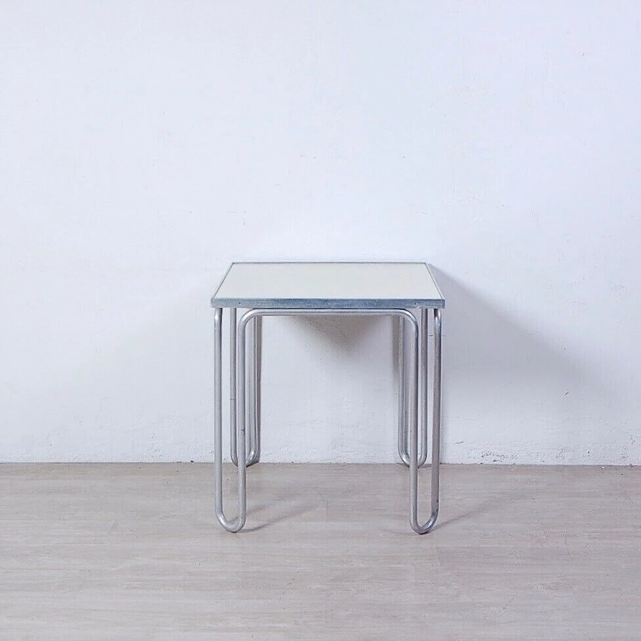 Square aluminium and plastic table, 1970s 1