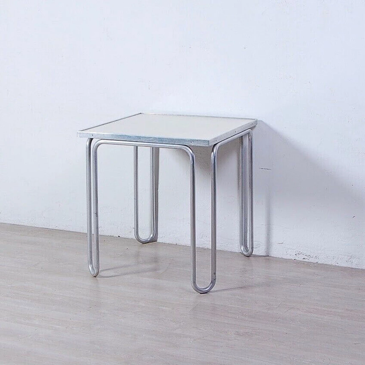 Square aluminium and plastic table, 1970s 2