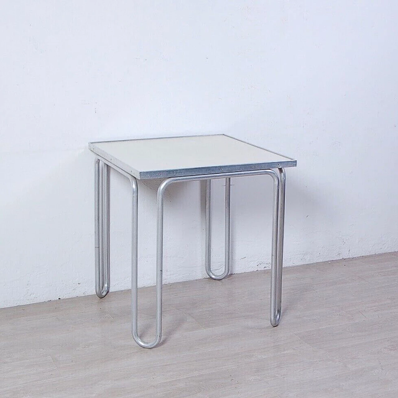 Square aluminium and plastic table, 1970s 3