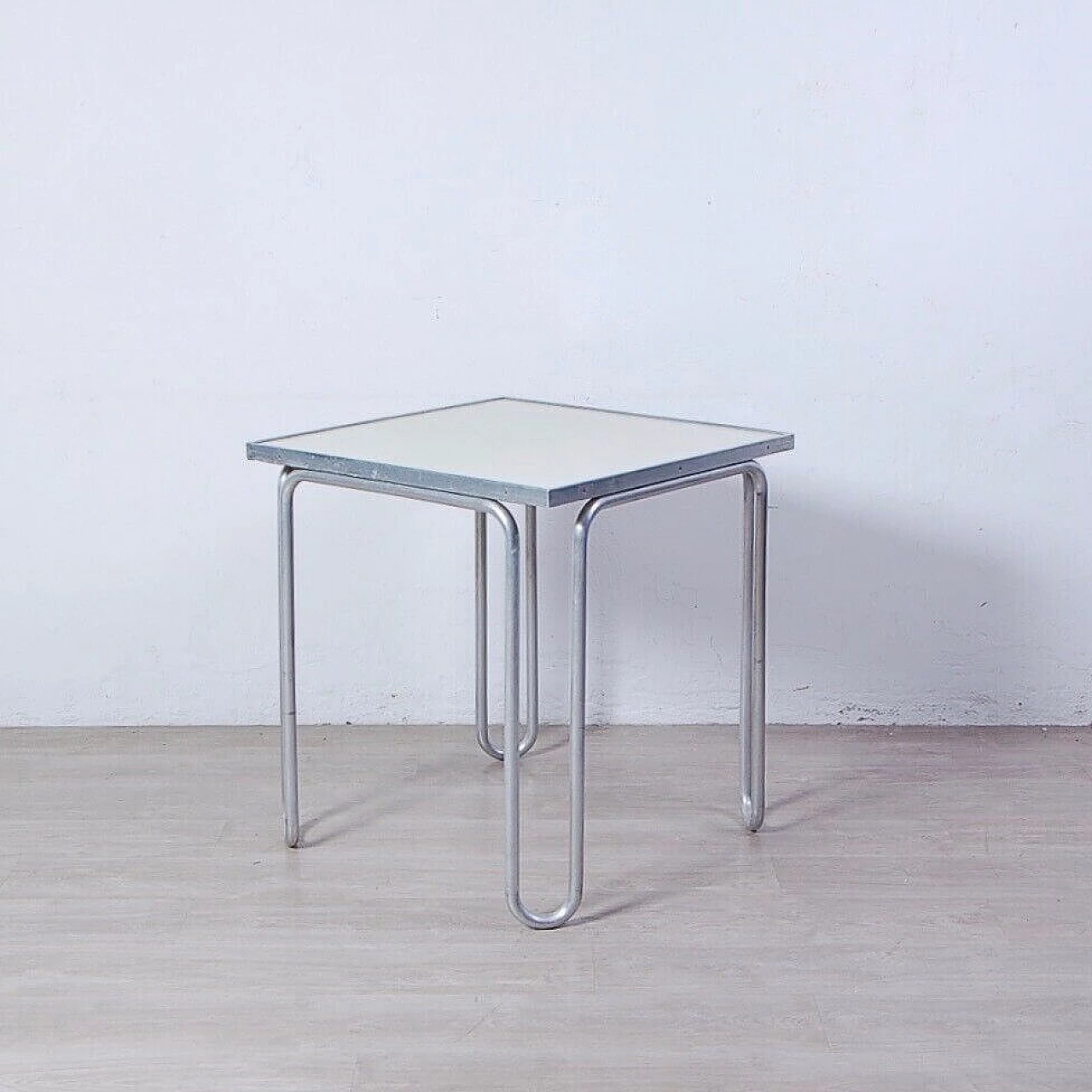 Square aluminium and plastic table, 1970s 4