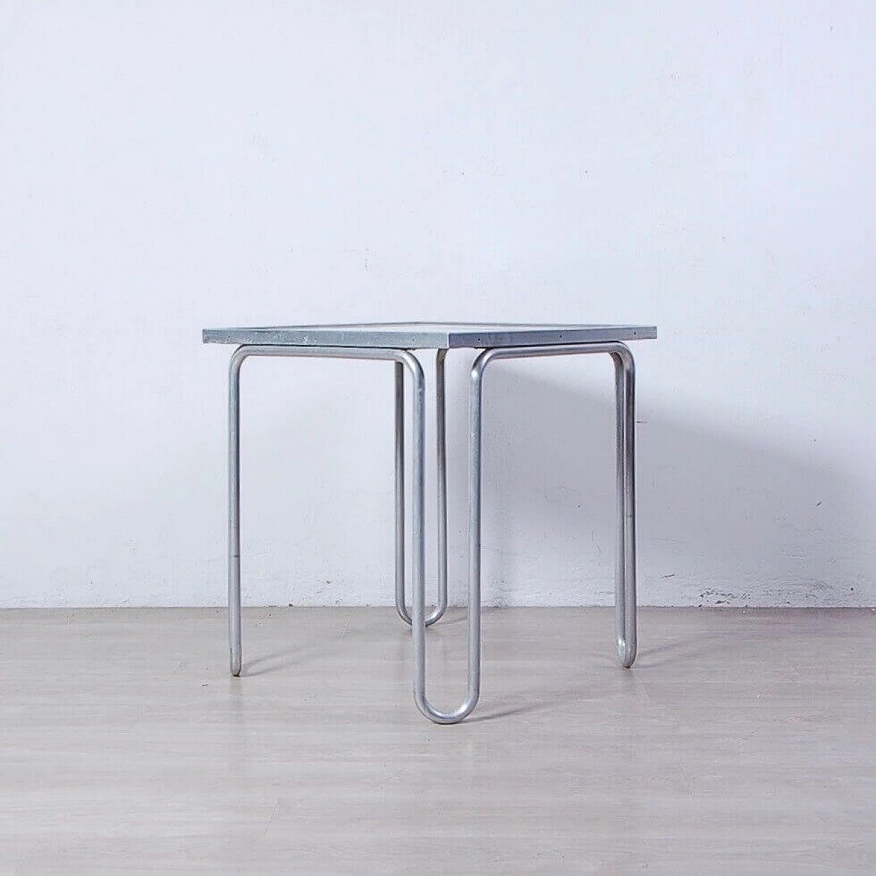 Square aluminium and plastic table, 1970s 5