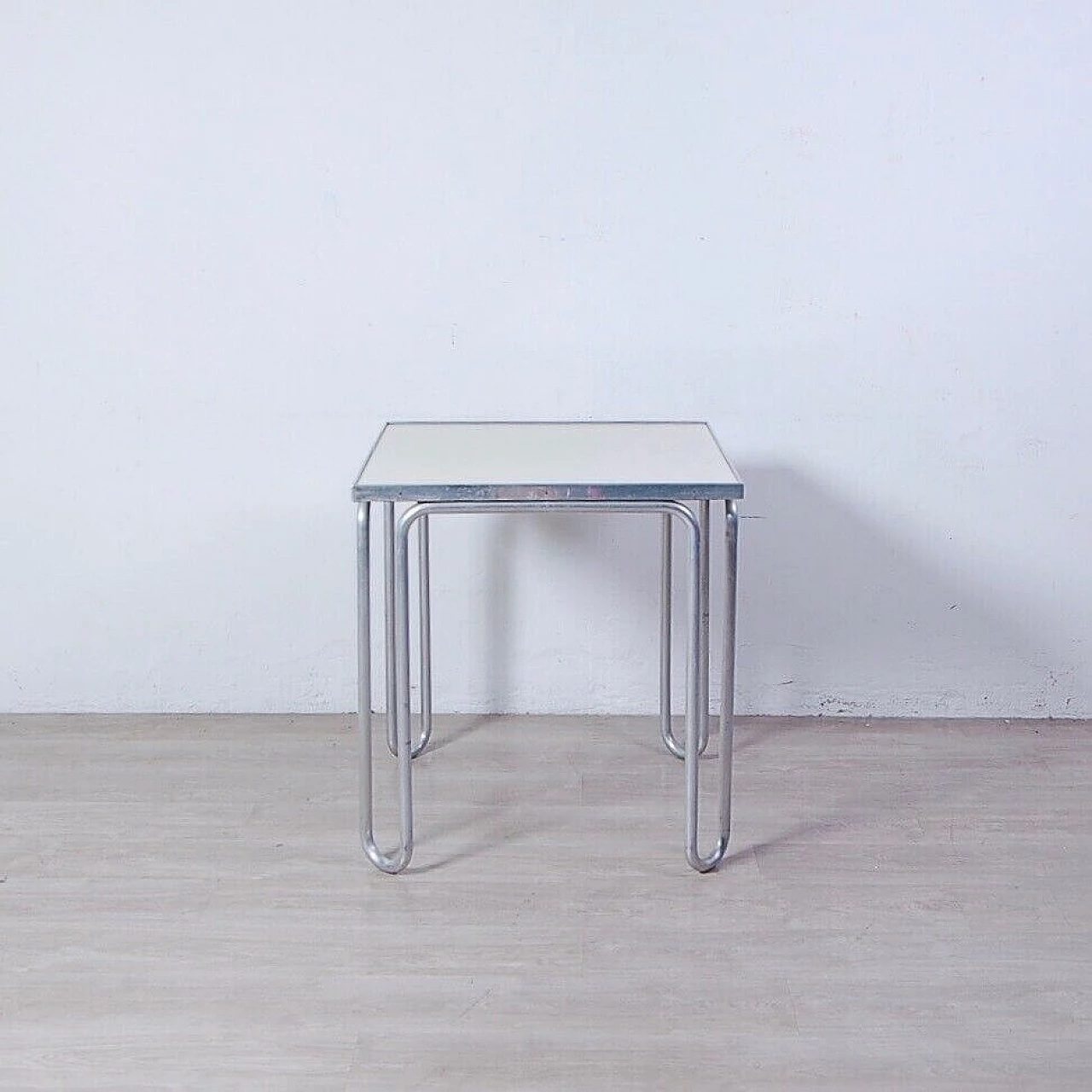 Square aluminium and plastic table, 1970s 6