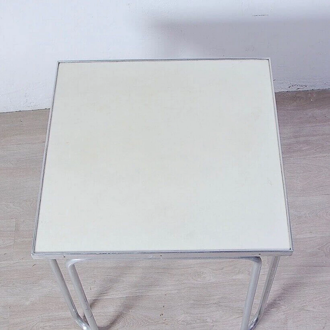 Square aluminium and plastic table, 1970s 8