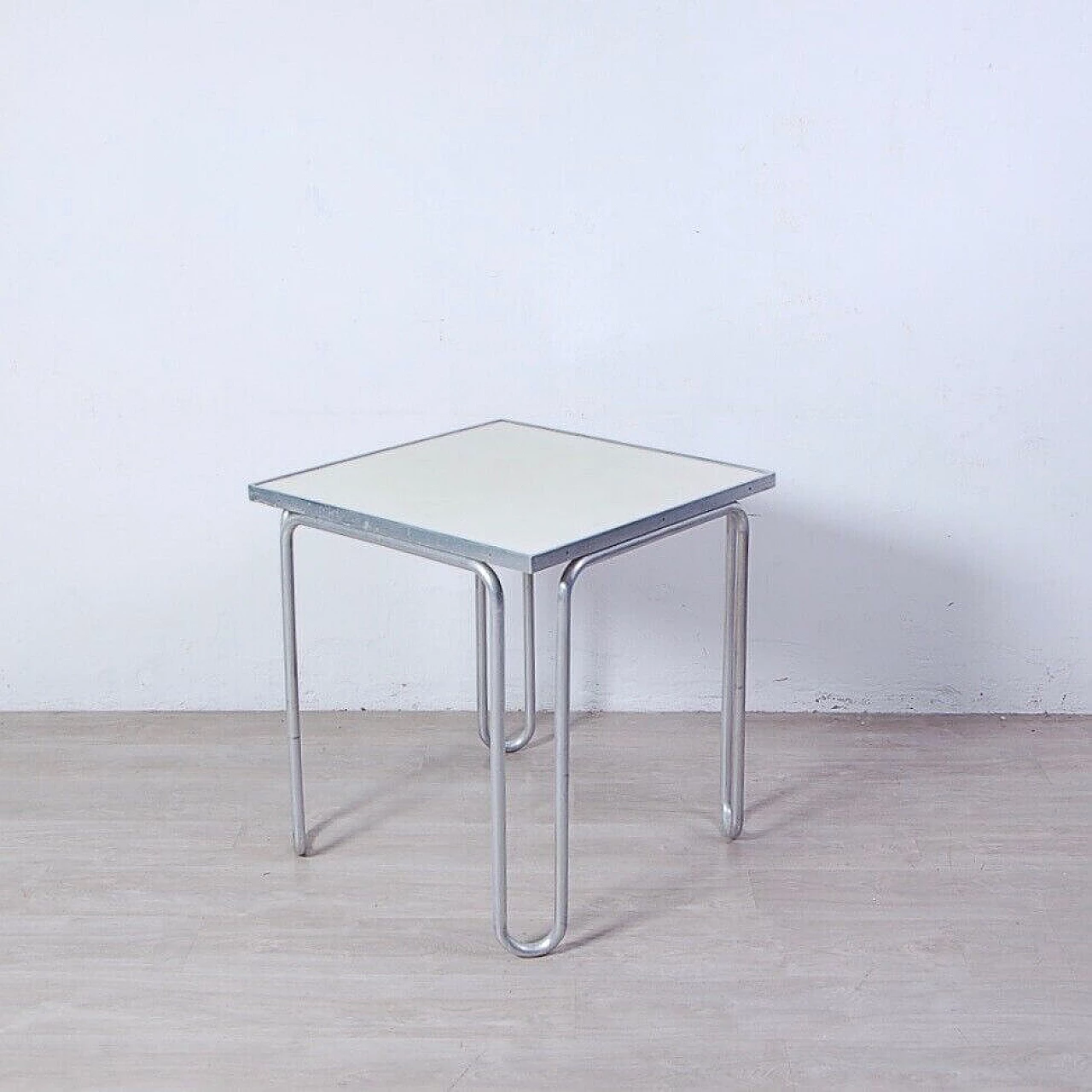 Square aluminium and plastic table, 1970s 10