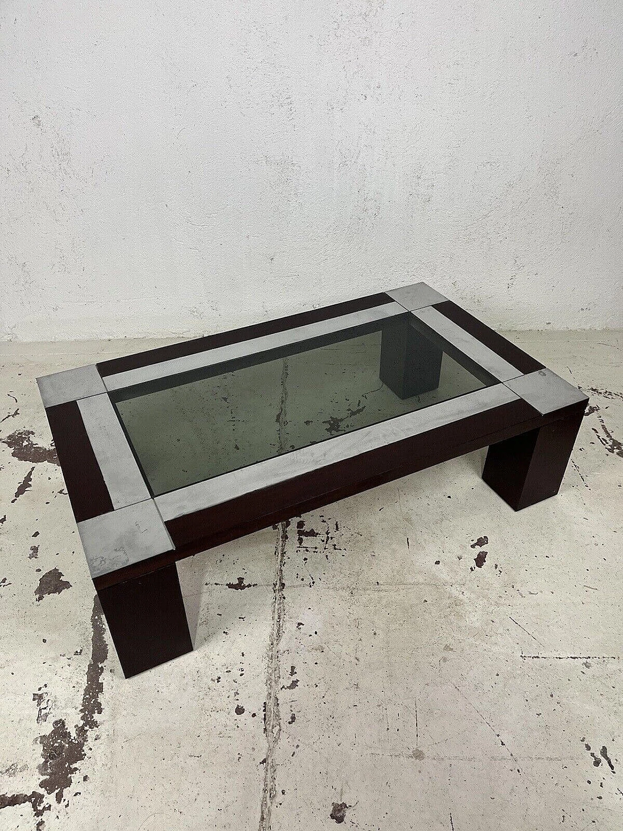 Wood and glass coffee table, 1970s 7