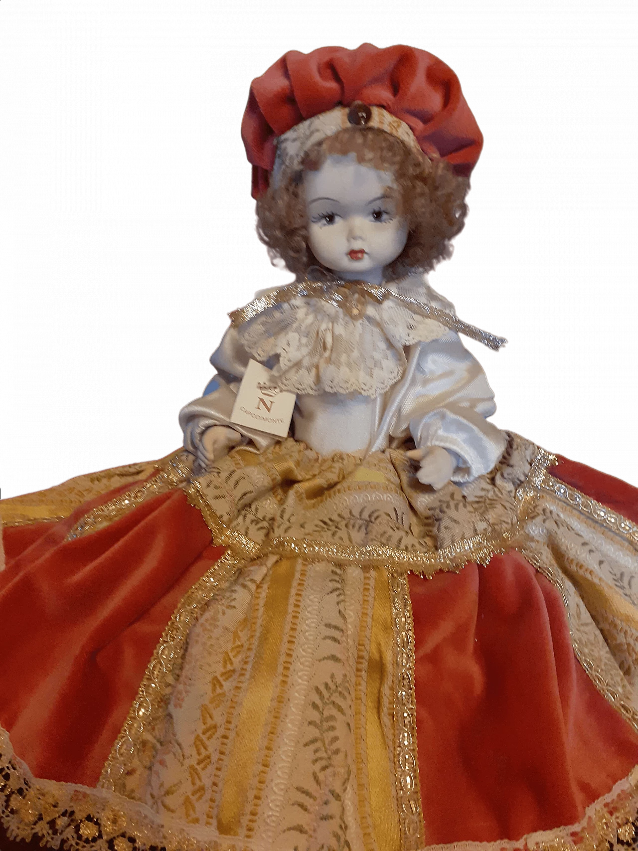 Capodimonte ceramic and fabric doll, 1980s 15