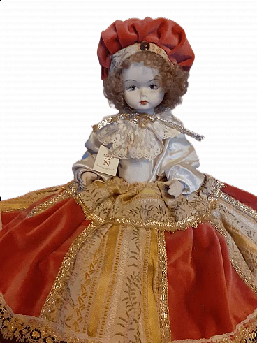 Capodimonte ceramic and fabric doll, 1980s