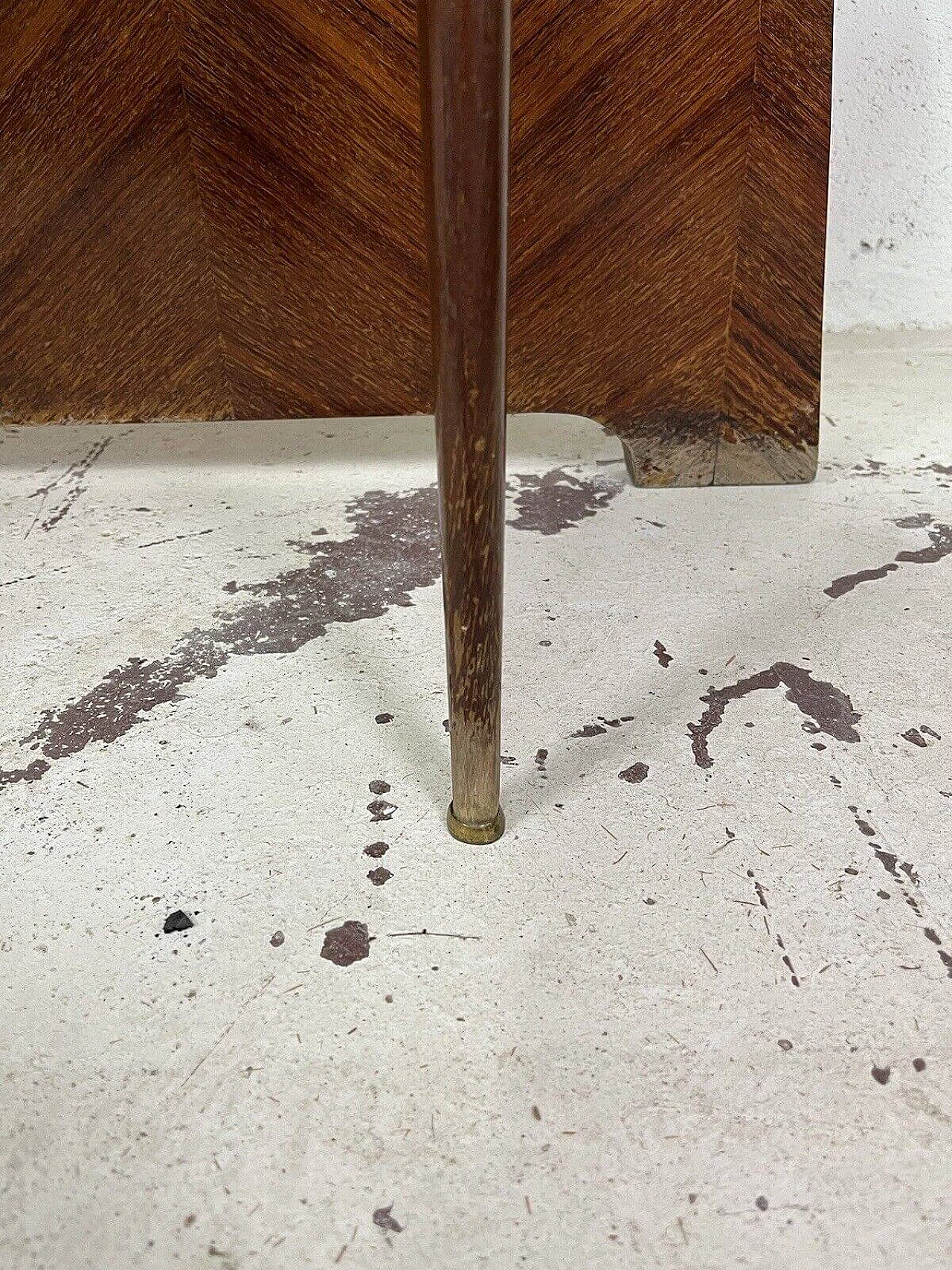 Wood console with glass top, 1950s 4