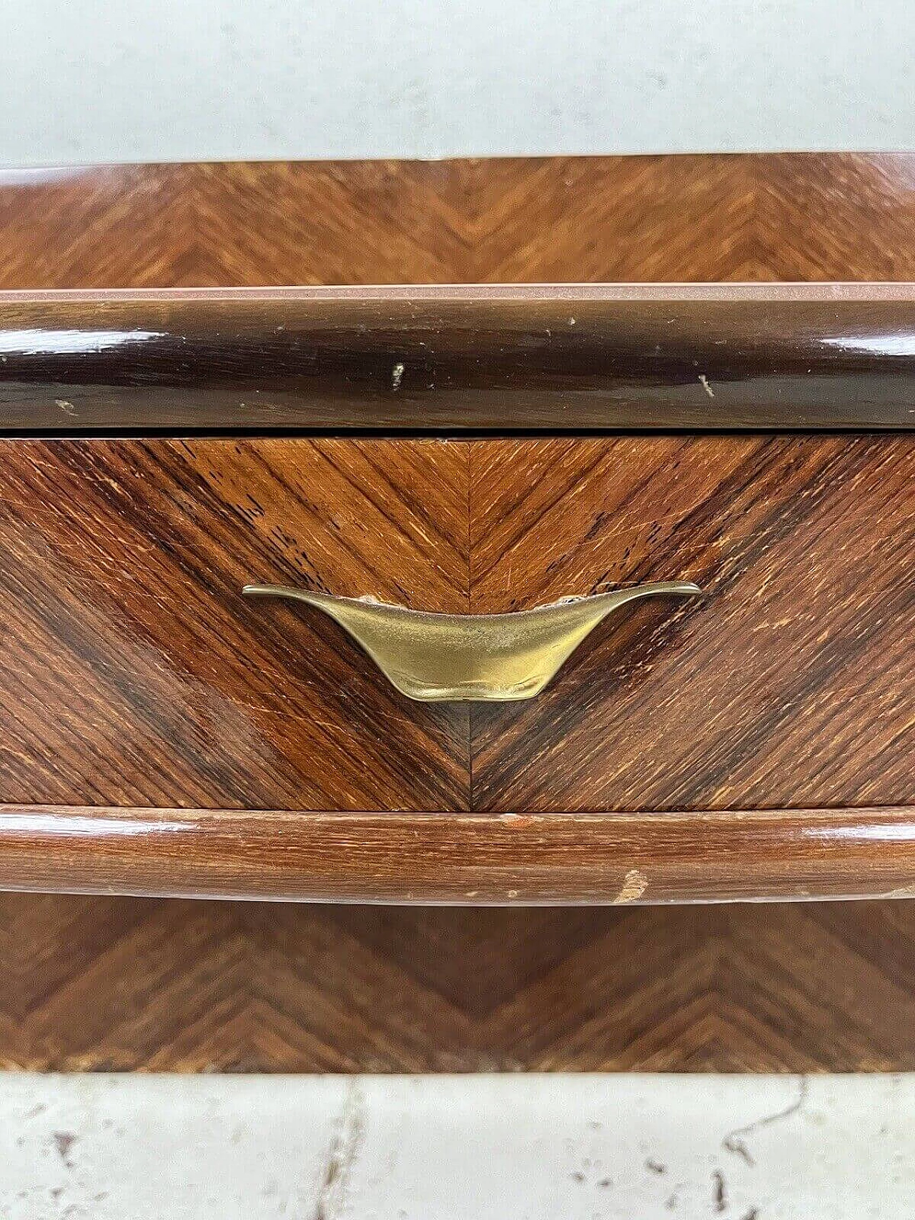 Wood console with glass top, 1950s 14