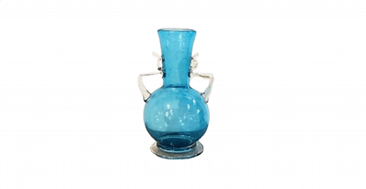 Blue Murano glass amphora vase, 1950s 5