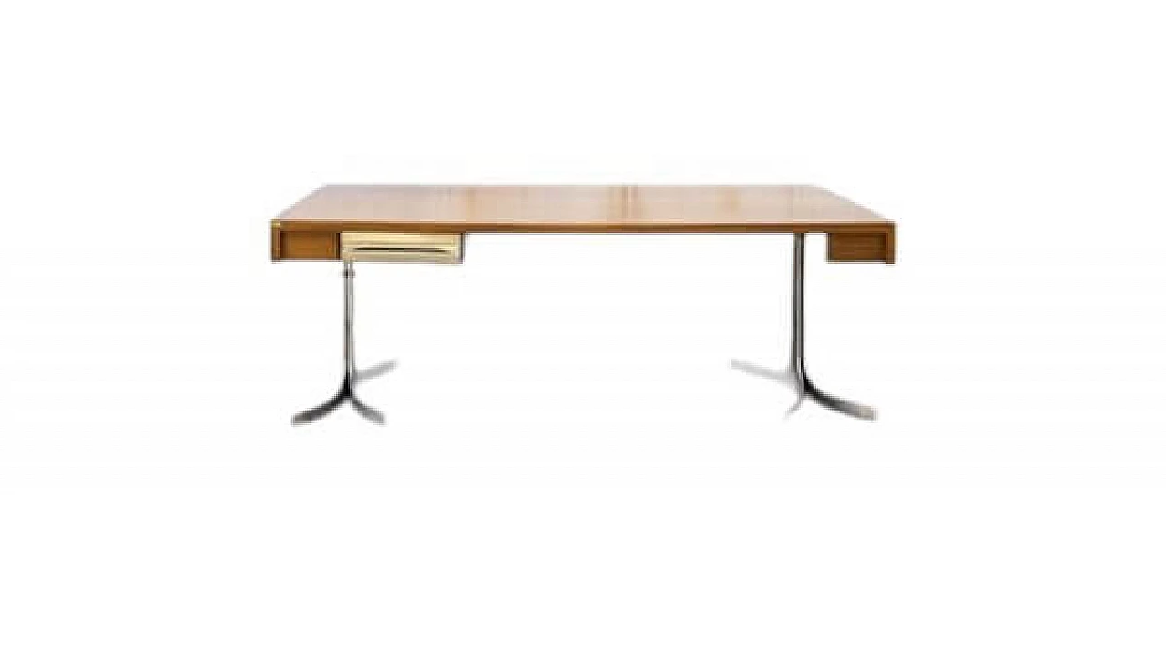 Desk in aluminium and wood with drawer from Trau, 1960s 9