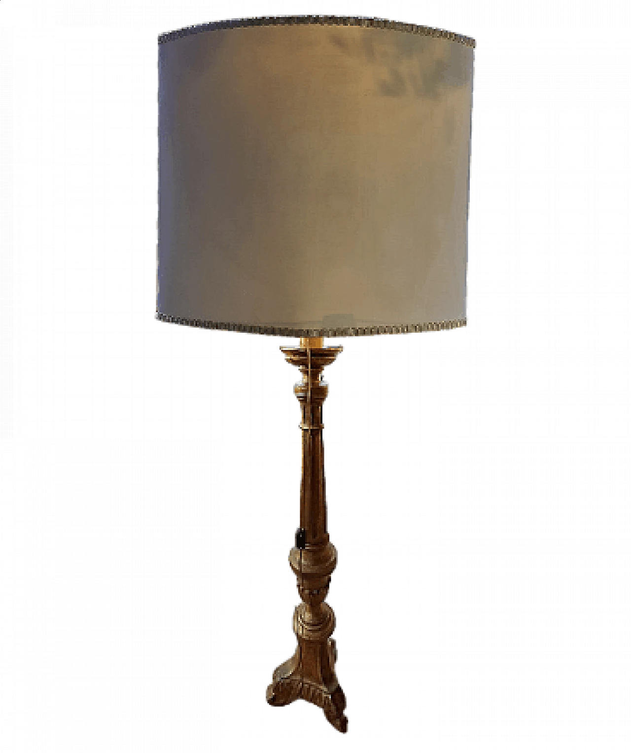 Wood floor lamp with fabric shade, 1980s 14