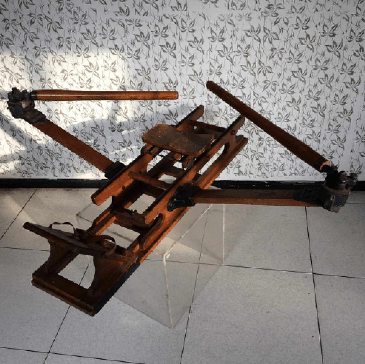 Wooden rowing machine by Brigatti Milano, early 1900s 1