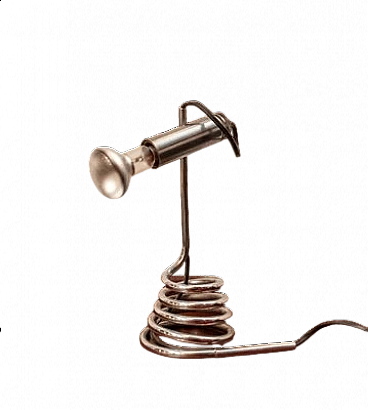 Table lamp in chromed metal and brass, 1970s