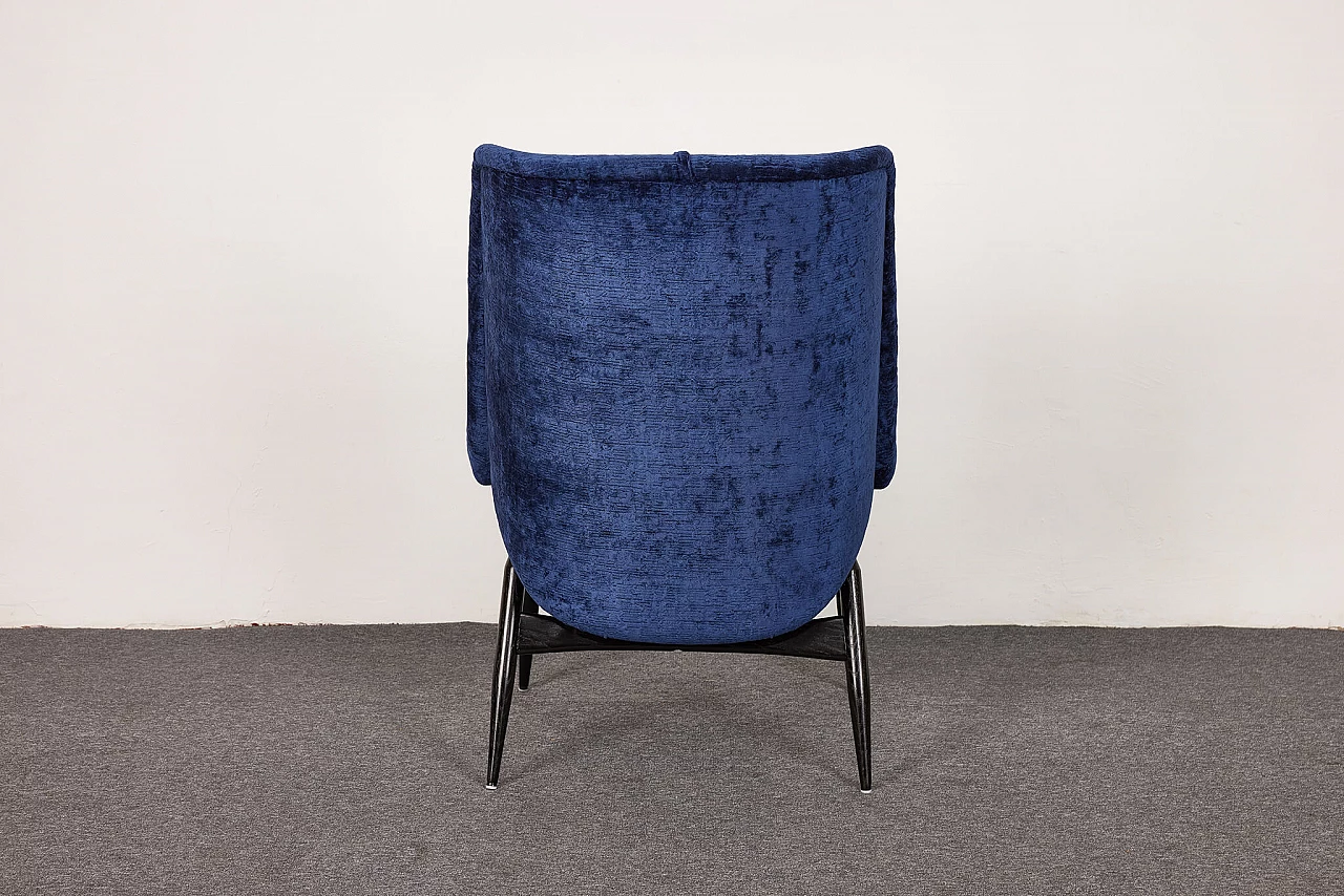 Mid Century, Blue velvet armchair by Júlia Gaubek, 1960s, Hungary 5