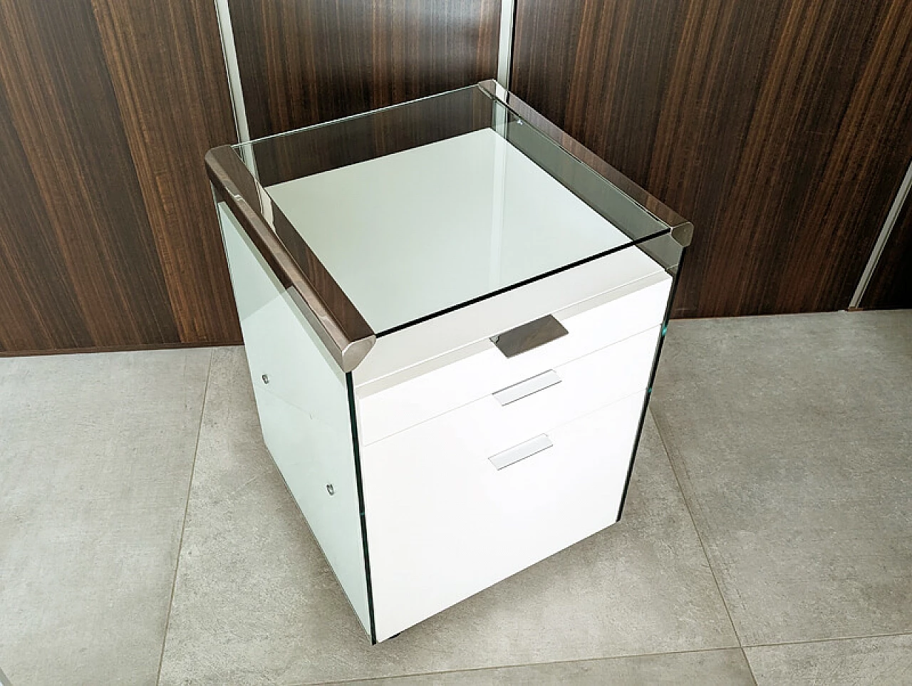 Glass, painted wood and chrome-plated metal desk by Gallotti and Radice, 1990s 6