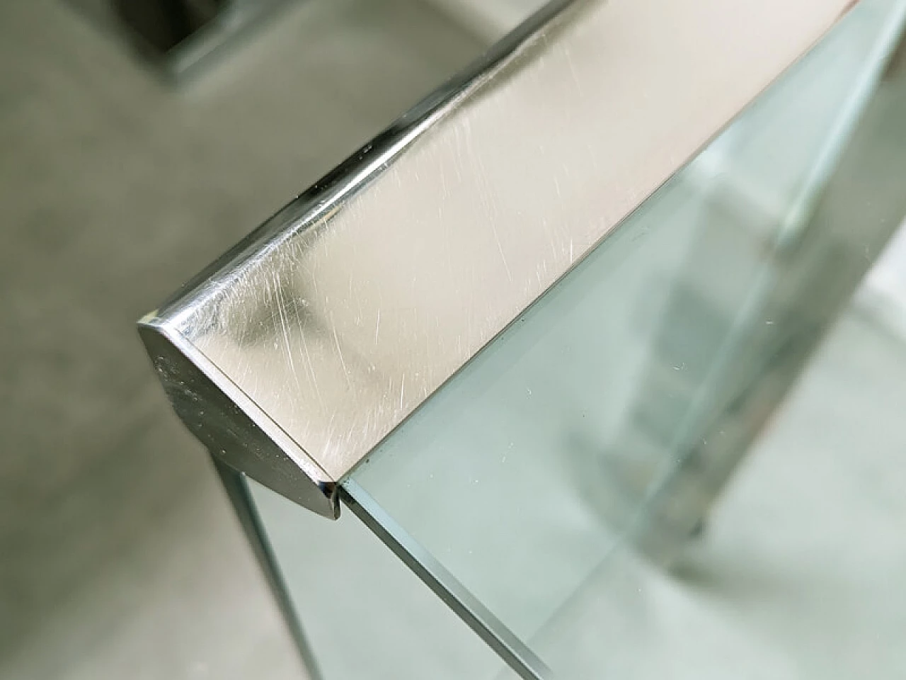 Glass, painted wood and chrome-plated metal desk by Gallotti and Radice, 1990s 13