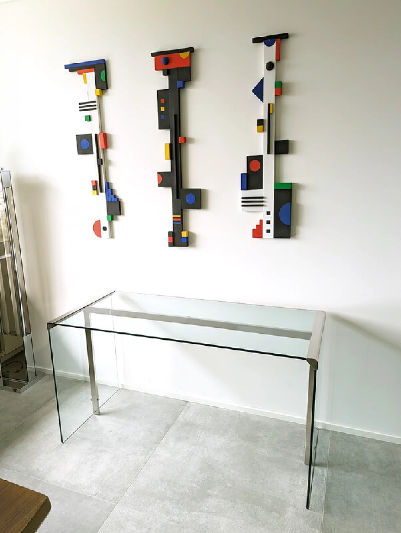 Glass, painted wood and chrome-plated metal desk by Gallotti and Radice, 1990s 18