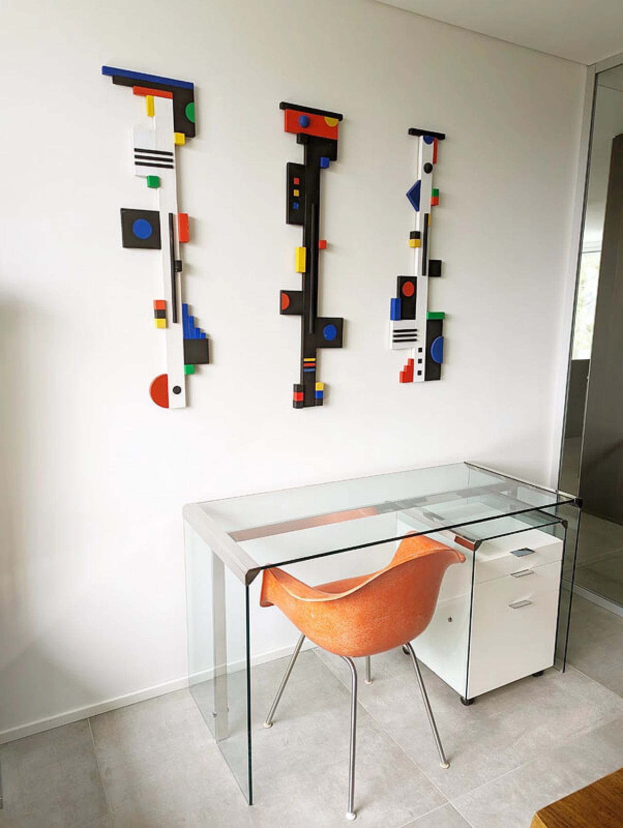 Glass, painted wood and chrome-plated metal desk by Gallotti and Radice, 1990s 21