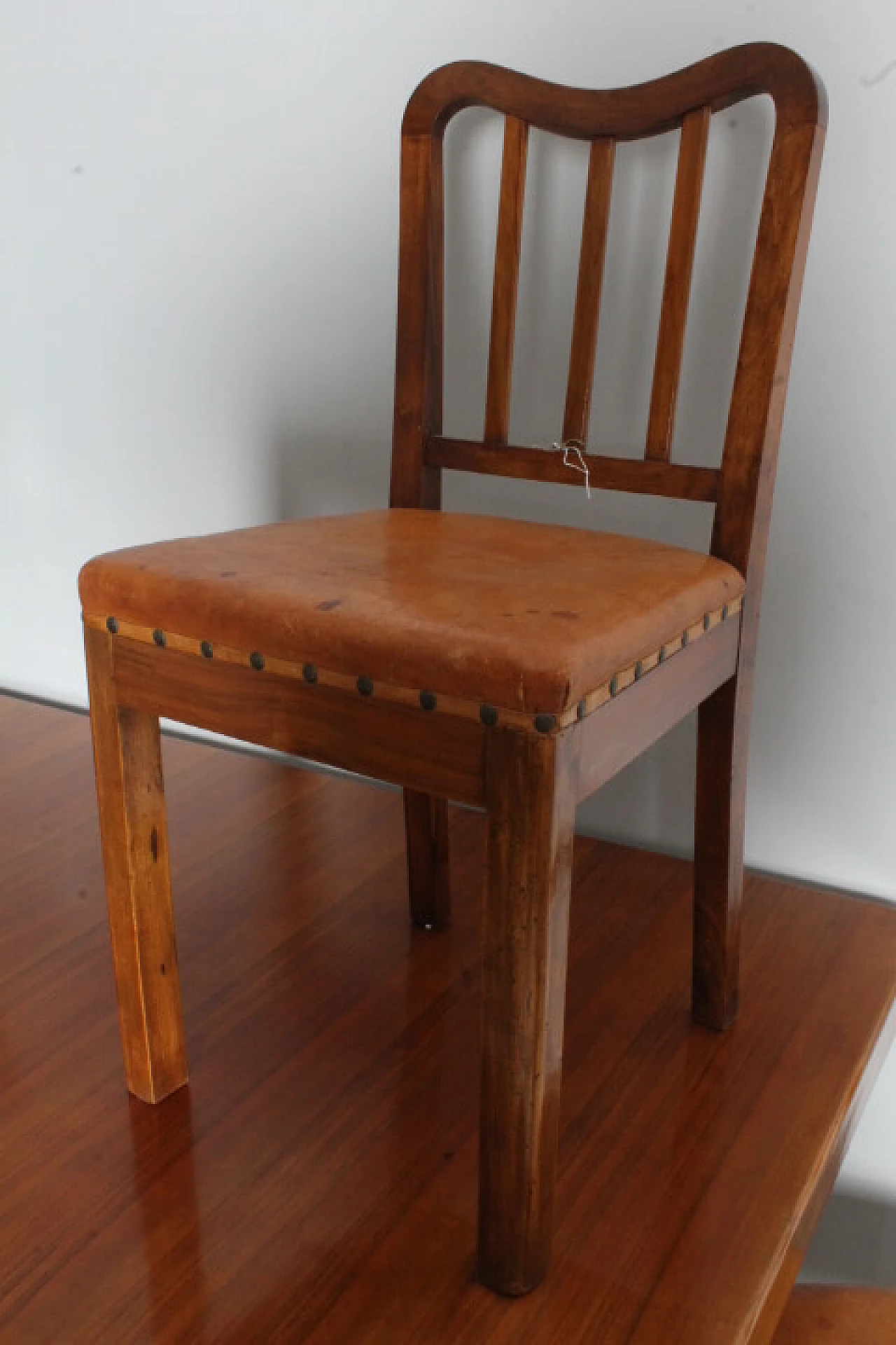 6 Art Deco walnut chairs and table, 1940s 11