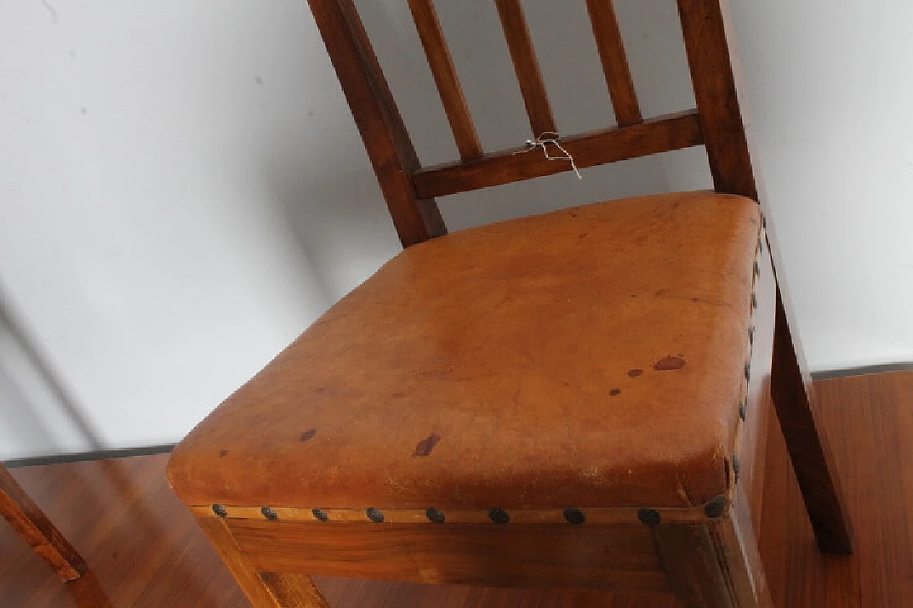 6 Art Deco walnut chairs and table, 1940s 13