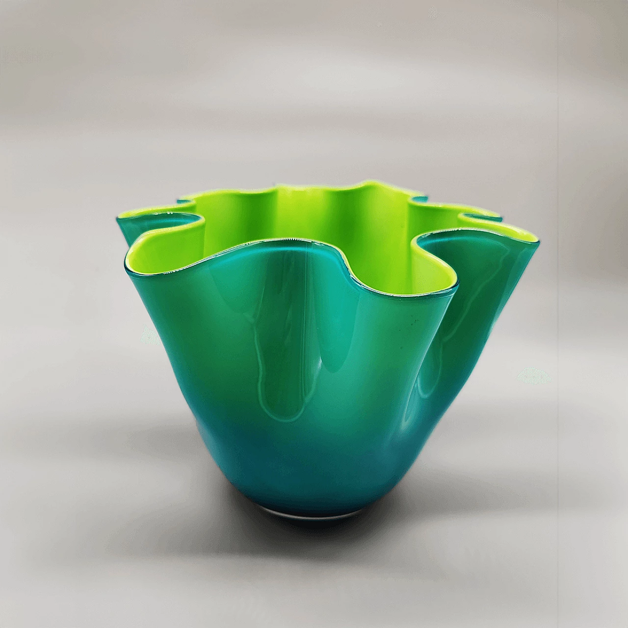 Two-tone Murano glass Fazzoletto vase, 1960s 1