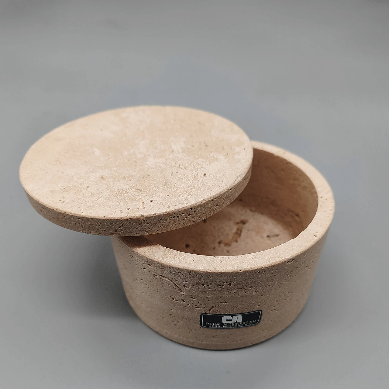 Round travertine box by Cerri Nestore, 1970s 3