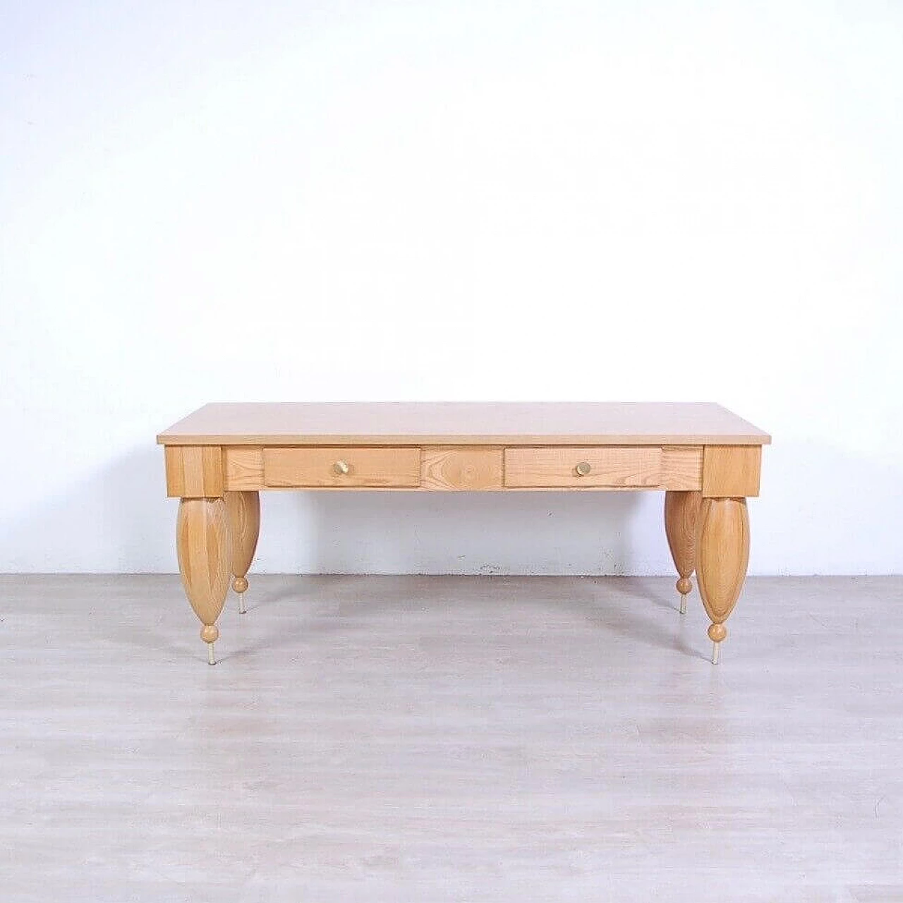 Large solid wood table, 1980s 1