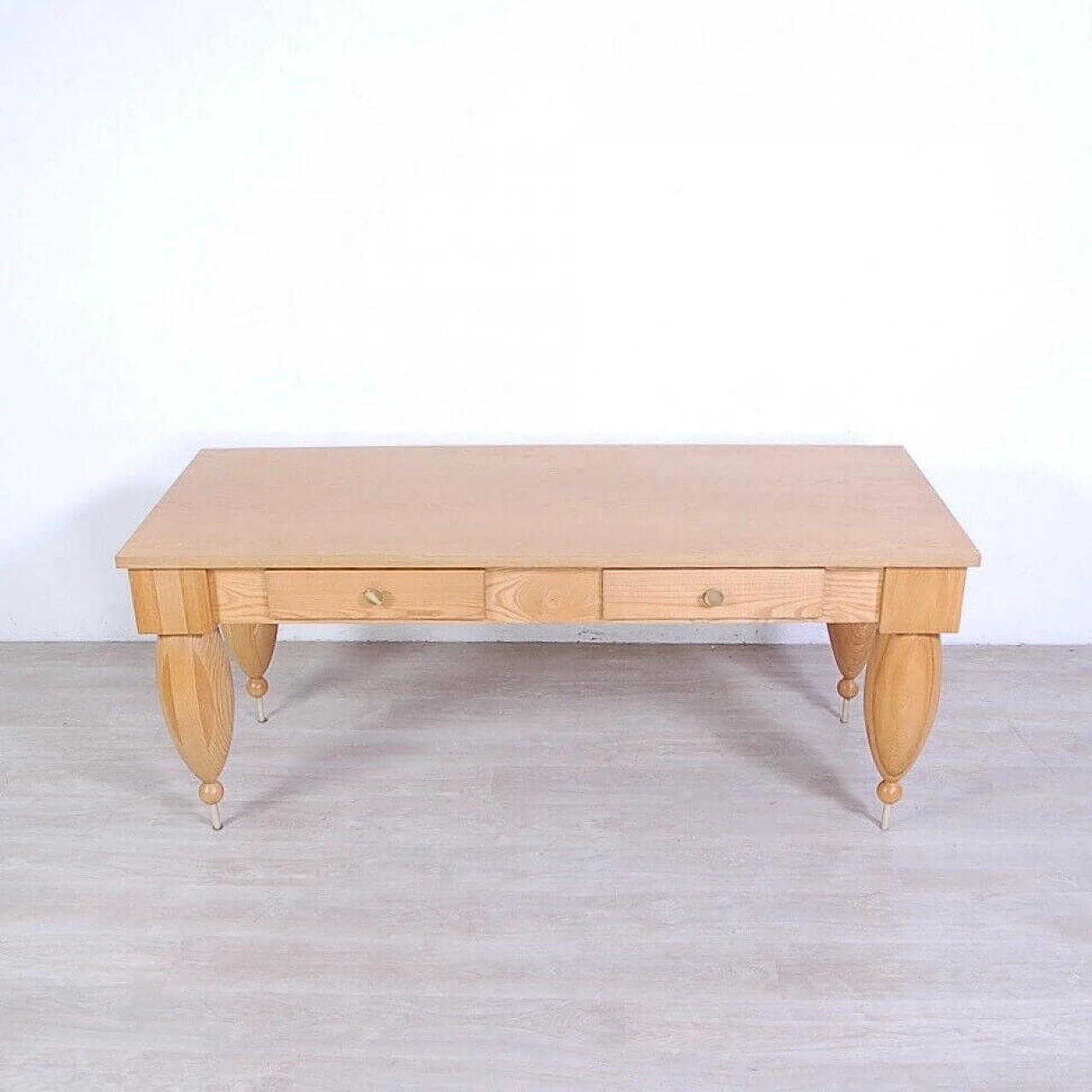 Large solid wood table, 1980s 3