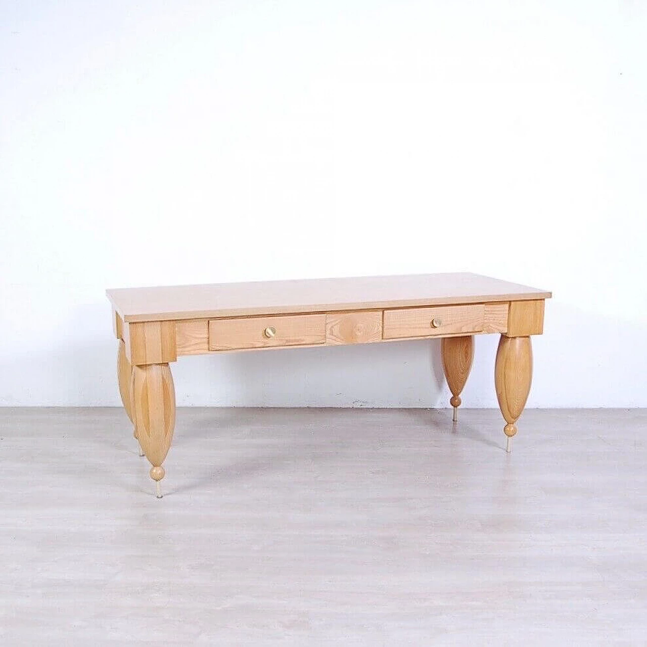 Large solid wood table, 1980s 4