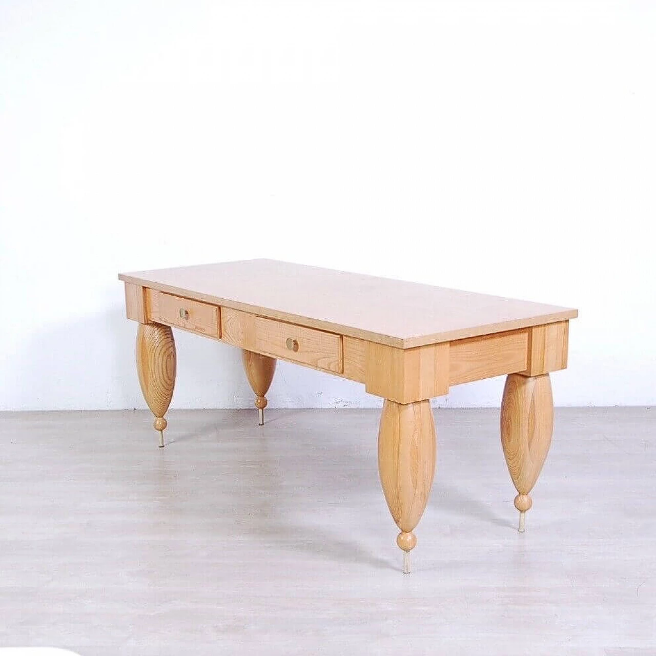 Large solid wood table, 1980s 5