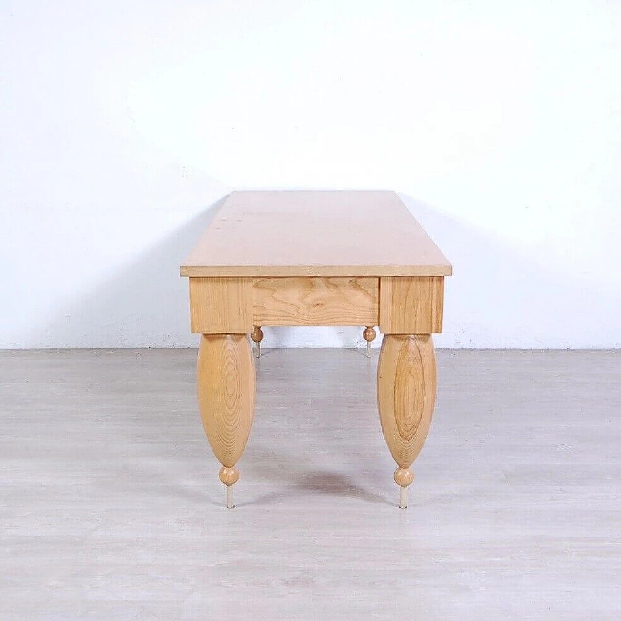 Large solid wood table, 1980s 6