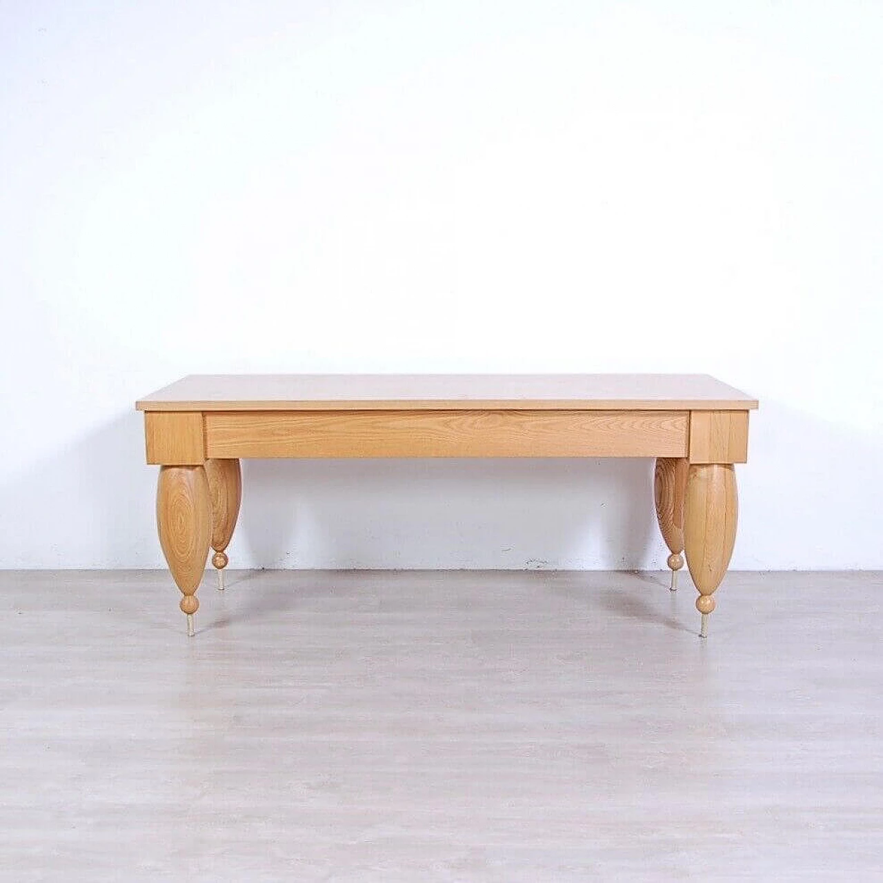 Large solid wood table, 1980s 7