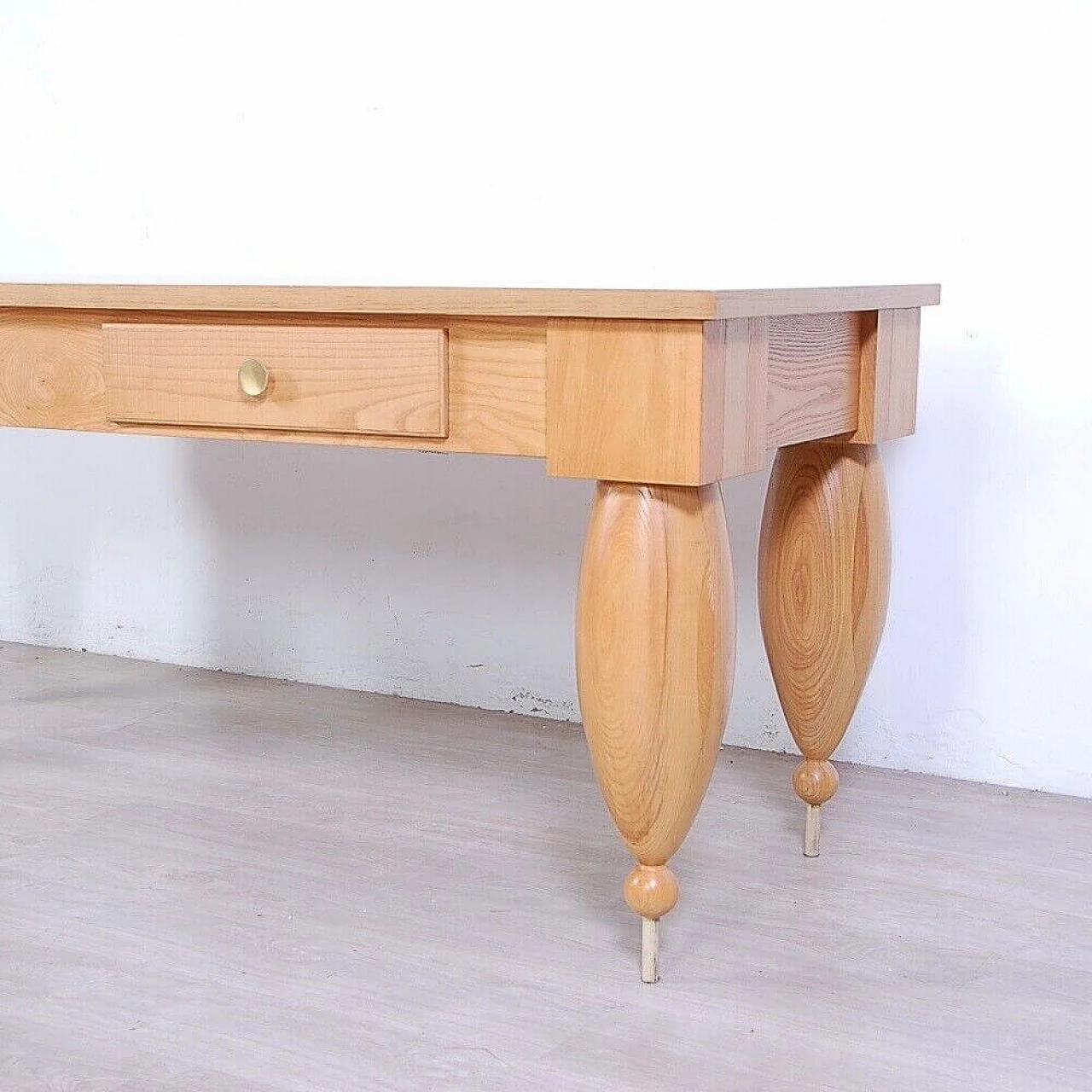 Large solid wood table, 1980s 9