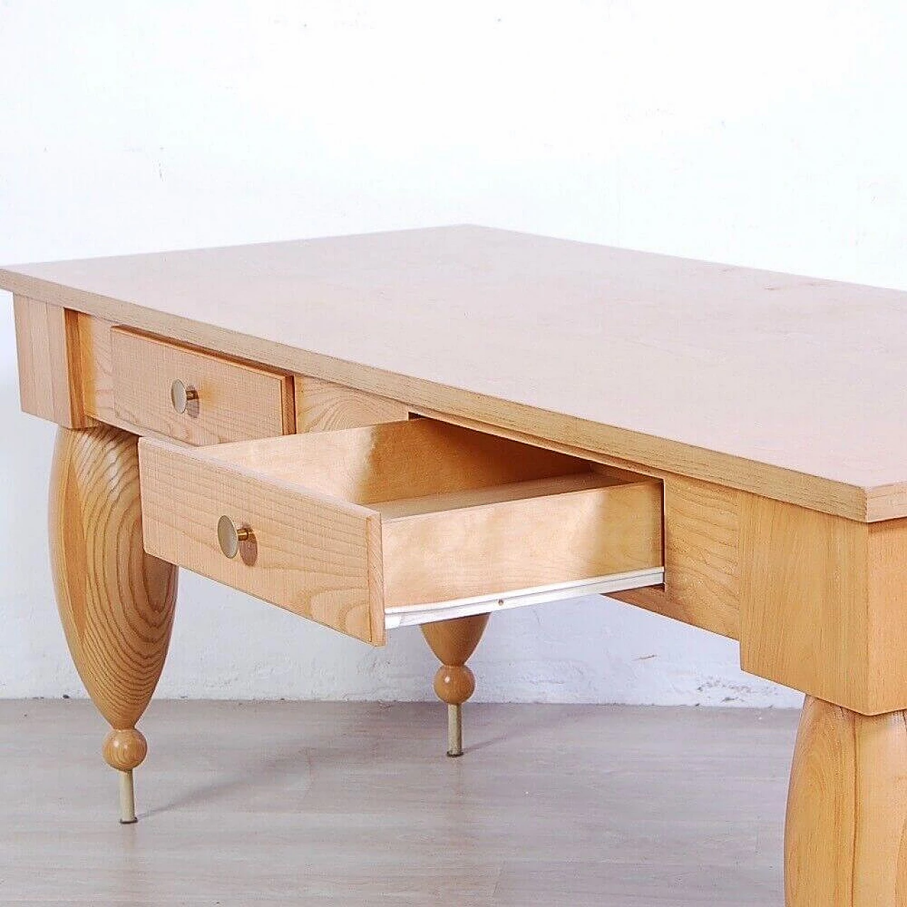 Large solid wood table, 1980s 12