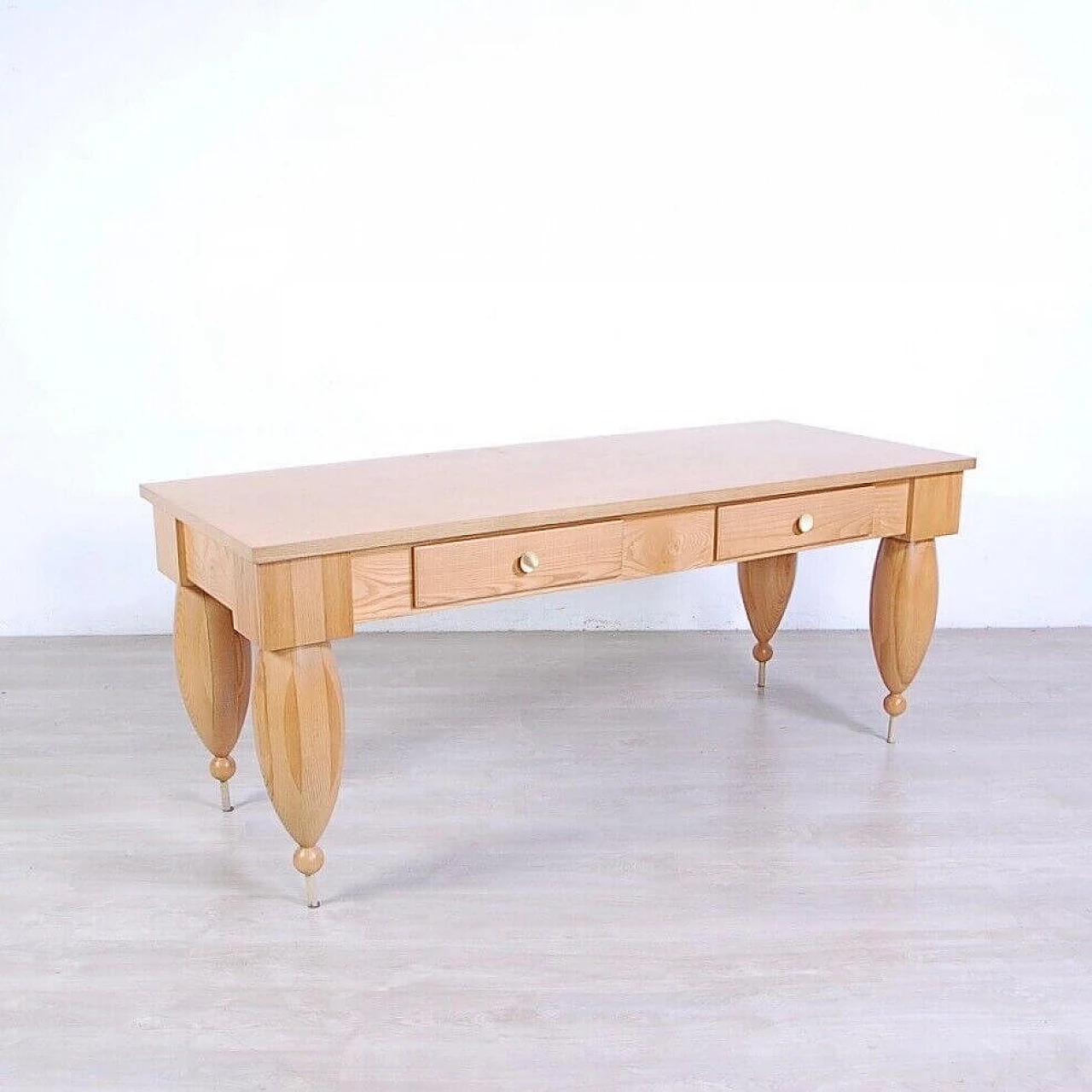 Large solid wood table, 1980s 15